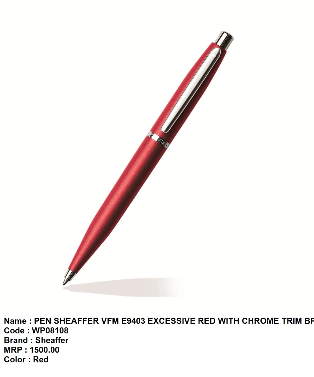 Pen sheaffer vfm E9403 excessive red with chrome trim bp
